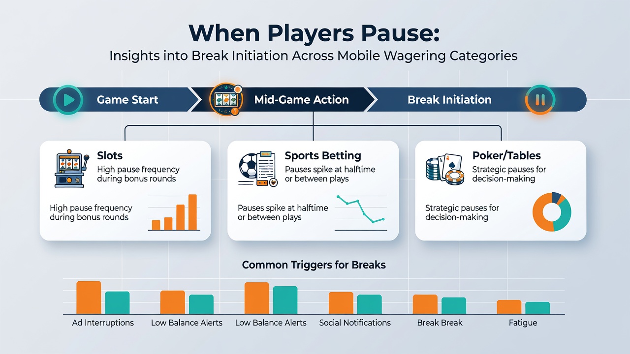 Analytics dashboard displaying break initiation statistics across mobile wagering categories